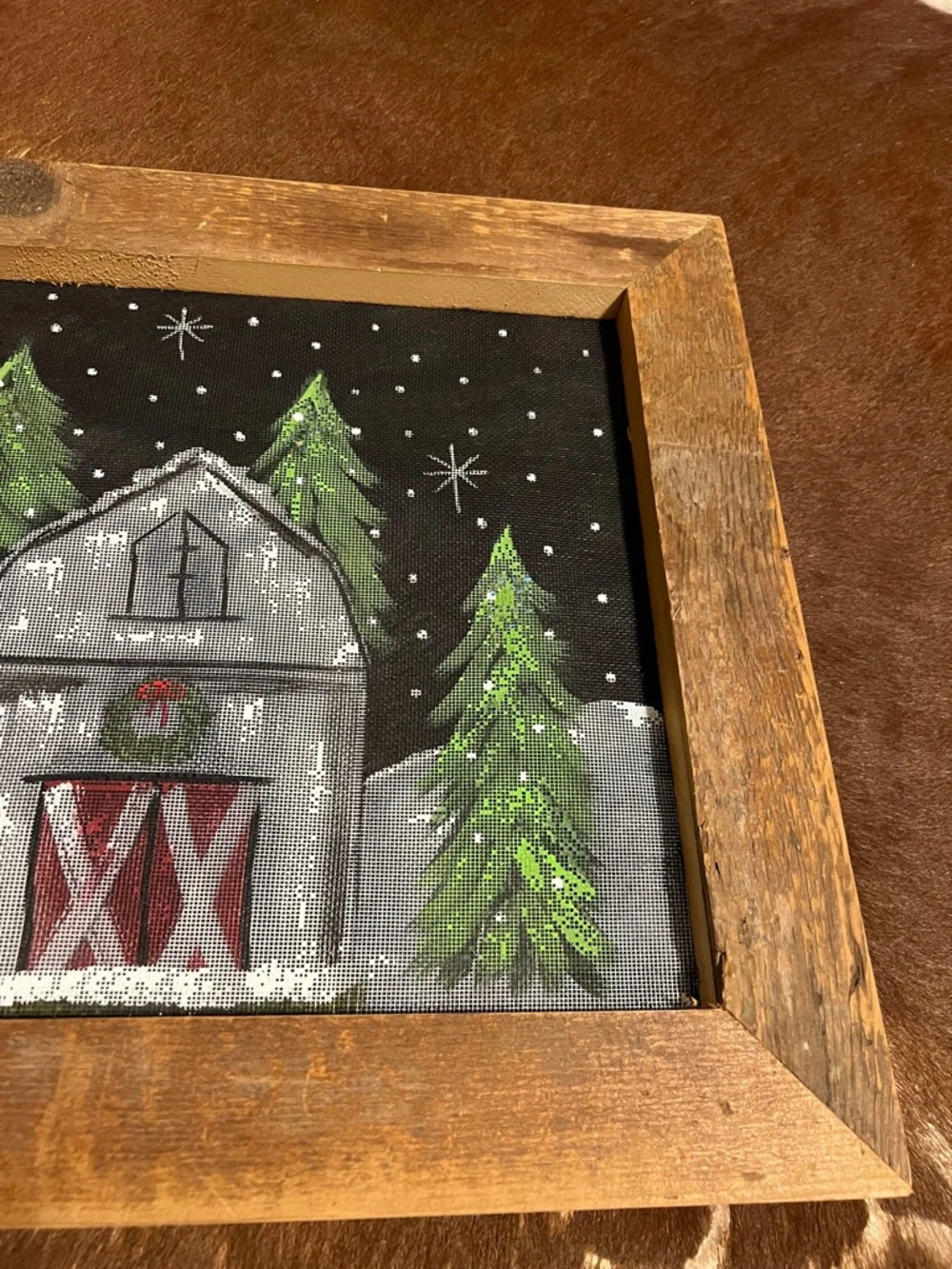 Hand-Painted Holiday Barn Wall Art - Green & Gray - Picture 6 of 16
